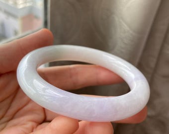 Jade Bangle 58.3mm (2.30"), Round Shape, Light Green, Jadeite Bracelet, Certified Grade A Jade, Burma Gemstones Jade Jewelry