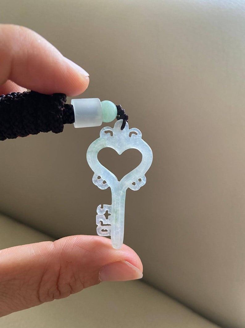 Key Shape Jadeite Jade Pendant, With Necklace, Colourless, Certified ...