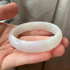 Jade Bangle 53.0mm (2.09"), Oval, Icy Light Purple Green, Natural Jadeite Bracelet, Certified Grade A Jade, Burmese Gemstones Jewelry