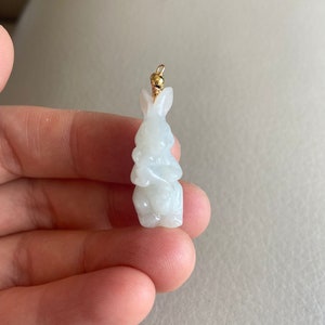 Rabbit Jadeite Jade Pendant, Light Green, Natural Grade A Jade, Burmese Myanmar Gemstone, Jewelry, Necklace