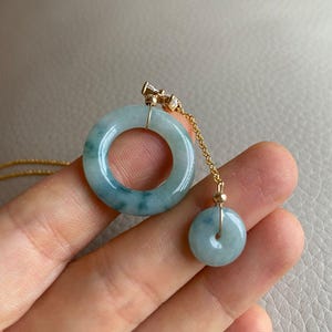 Round Jadeite Jade Pendant Necklace, Light Green, Natural Grade A Type A Jade, Burmese Gemstones, Jewelry