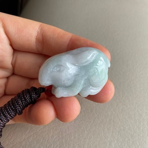 Rabbit Jadeite Jade Pendant, Light Green, Certified Natural Grade A Jade, Burmese Myanmar Gemstone, Jewelry, Necklace