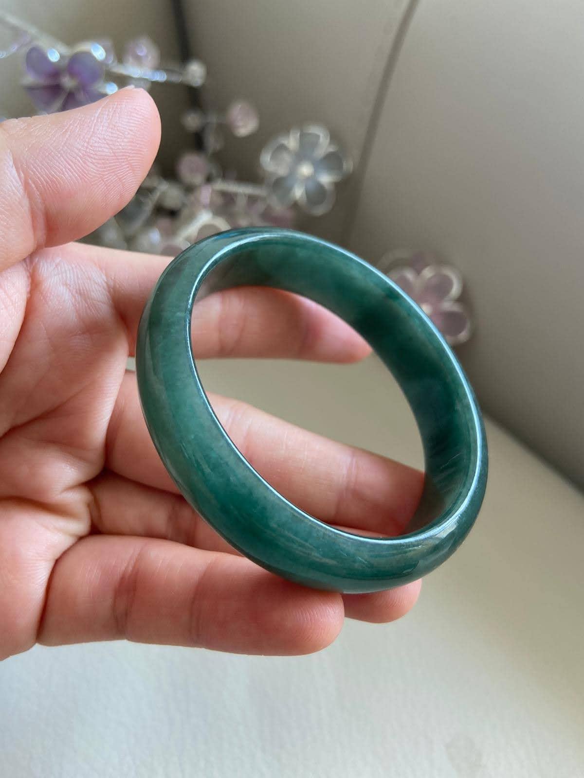 本翡翠腕輪 バングル NND001号内径57mm ミャンマーヒスイ 陽緑 A