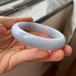 Jade Bangle 58.8mm (2.31"), Round Shape, Light Lavender, Natural Jadeite Bracelet, Certified Grade A Untreated Jade, Jewelry image 4