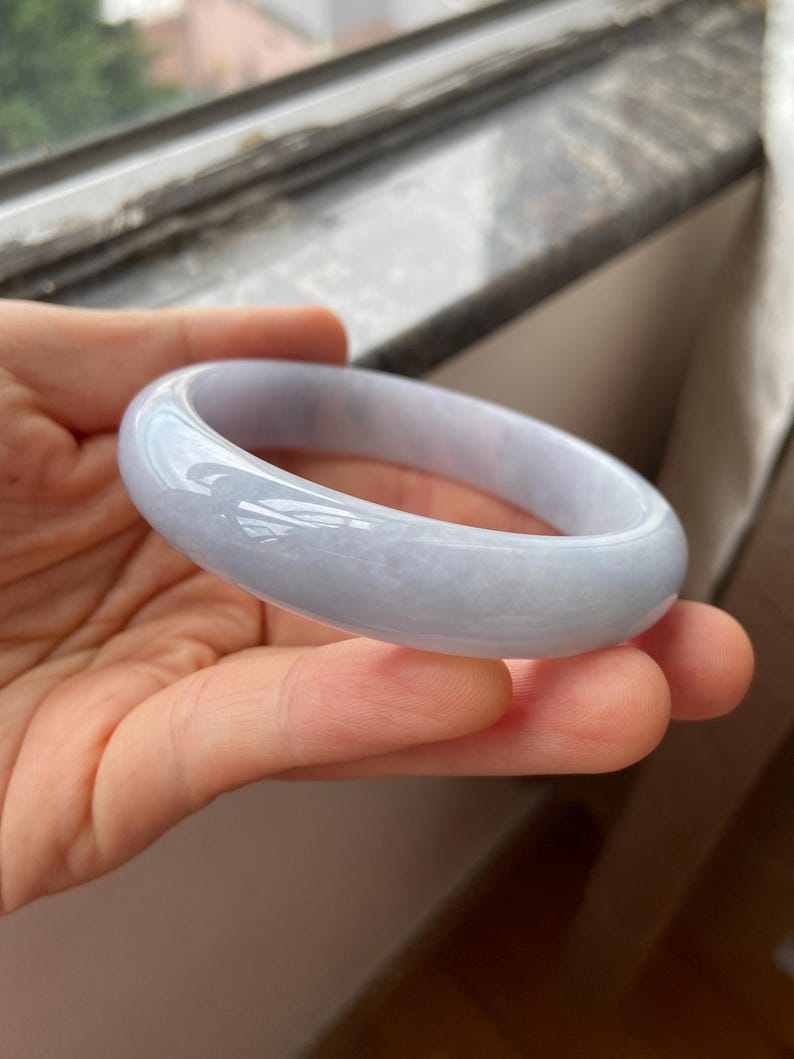 Jade Bangle 58.8mm (2.31"), Round Shape, Light Lavender, Natural Jadeite Bracelet, Certified Grade A Untreated Jade, Jewelry image 4