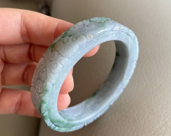 Jade Bangle 55.0mm (2.17"), Round Shape, Light Green, Jadeite Bracelet, Certified Grade A Type A Jade, Burmese Gemstones, Jewelry