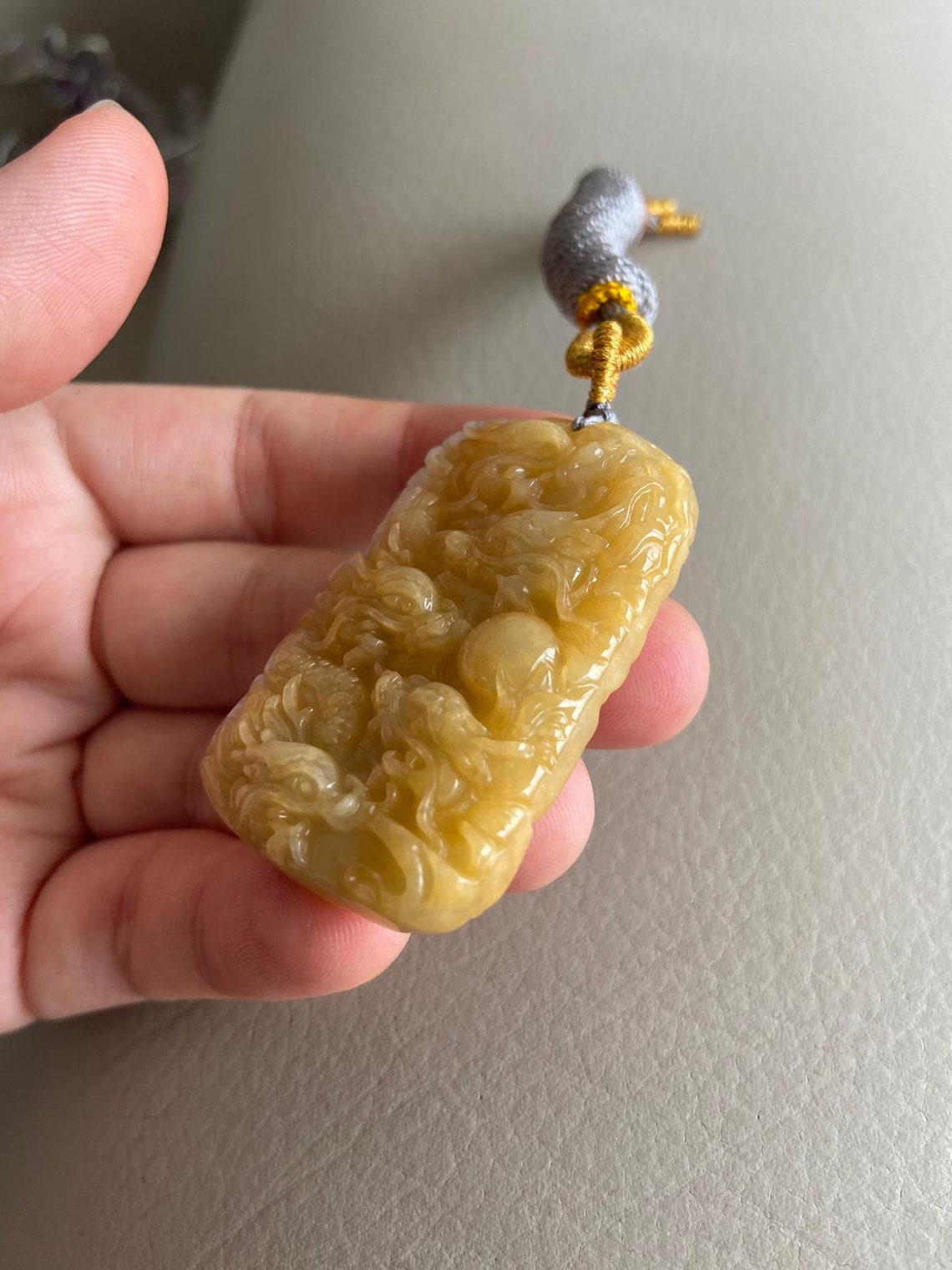 Chinesische Drachen Jadeit Jade Anhänger gelb natürliche | Etsy