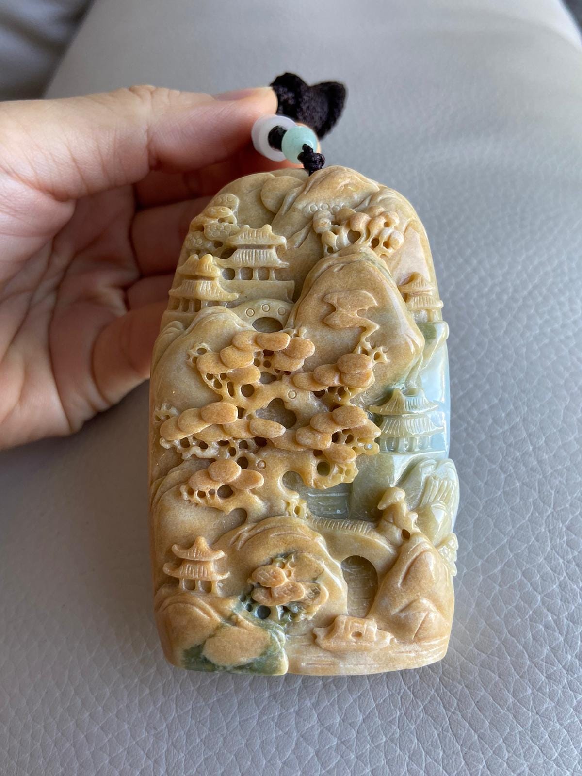 中国翡翠 彫刻 風景 船 山景色　置物　アート　40cm Ryu Uchiyama onweb：news 中国翡翠 彫刻 風景 船 山景色 置物 アート 40cm