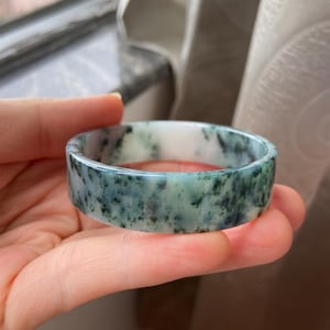 Jade Bangle 50.5mm (1.98"), Round Shape, Green, Jadeite Bracelet, Certified Grade A Jade, Myanmar Burma Gemstones, Chinese Jewelry