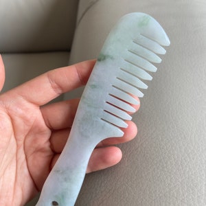 Jadeite Jade Comb, Light Green, Natural Grade A Jade, Burma Burmese Gemstones, Handmade Carved Accessory