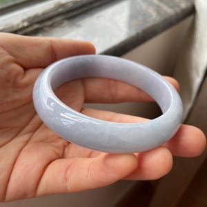 Jade Bangle 58.8mm (2.31"), Round Shape, Light Lavender, Natural Jadeite Bracelet, Certified Grade A Untreated Jade, Jewelry image 5