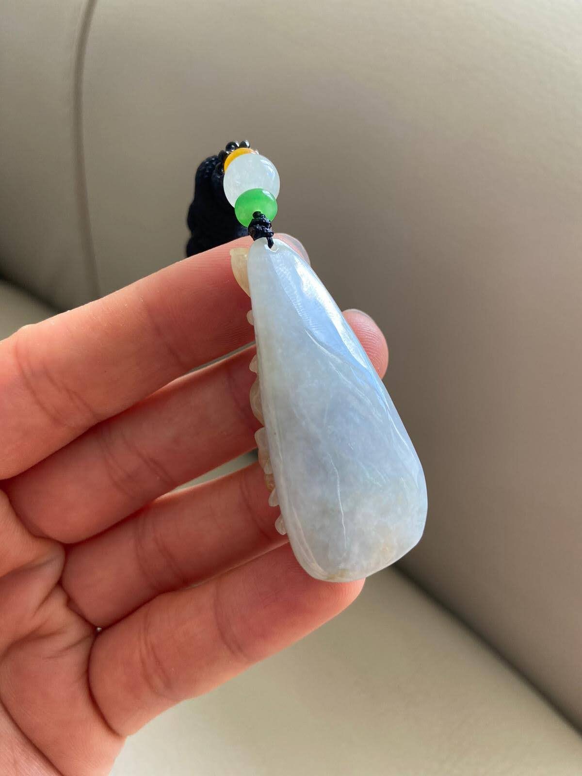 幸運の輝く鳥と花、ネックレス用翡翠ペンダント、天然グレードA翡翠