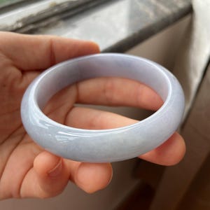 Jade Bangle 58.8mm (2.31"), Round Shape, Light Lavender, Natural Jadeite Bracelet, Certified Grade A Untreated Jade, Jewelry image 15