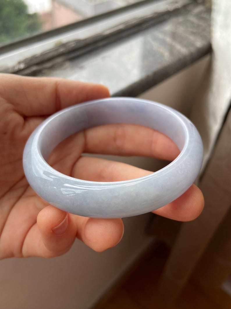 Jade Bangle 58.8mm (2.31"), Round Shape, Light Lavender, Natural Jadeite Bracelet, Certified Grade A Untreated Jade, Jewelry image 15