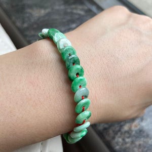 Adjustable Jadeite Jade Donut Bracelet, Green & Light Green, Natural Grade A Jade, Untreated, Burma Burmese Gemstone, Jewelry