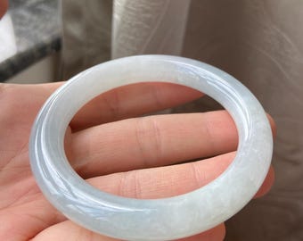 Pulseira de jade 55,0 mm (2,17"), formato redondo, verde claro, pulseira de jadeíta, jade certificado grau A, joias de jade com pedras preciosas da Birmânia