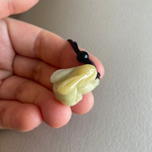 Rabbit Jadeite Jade Pendant, Light Green & Yellowish Brown, Natural Grade A Jade, Burmese Myanmar Gemstone, Jewelry, Necklace