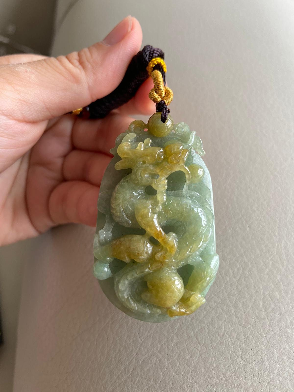 Chinese Dragon Jadeite Jade Pendant Light Green & Yellow - Etsy