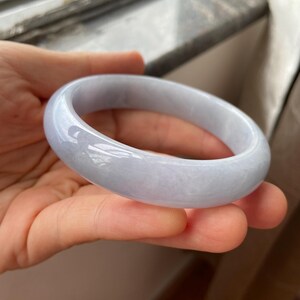Jade Bangle 58.8mm (2.31"), Round Shape, Light Lavender, Natural Jadeite Bracelet, Certified Grade A Untreated Jade, Jewelry image 9