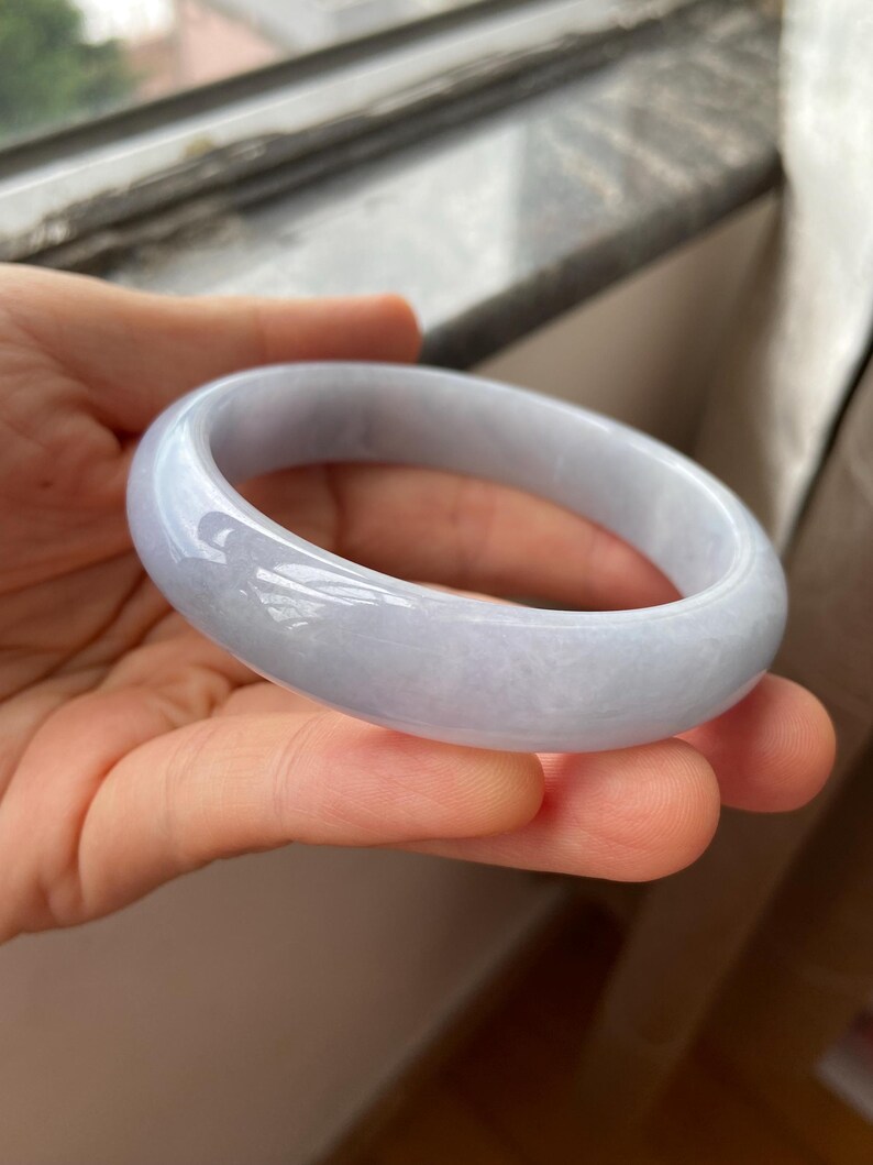 Jade Bangle 58.8mm (2.31"), Round Shape, Light Lavender, Natural Jadeite Bracelet, Certified Grade A Untreated Jade, Jewelry image 9