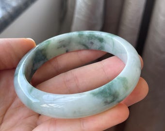 Jade Bangle 57.2mm (2.25"), Round Shape, Light Green, Jadeite Bracelet, Certified Grade A Jade, Burmese Myanmar Gemstones Jewelry