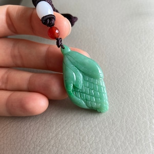 Corn Jadeite Jade Pendant, Green, Natural Grade A Jade, Untreated, Burma Burmese Gemstones, Jewelry, Necklace