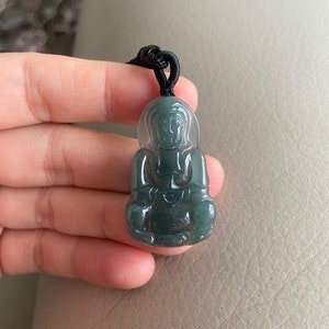 GuanYin (觀音) Jadeite Jade Pendant, Green, Natural Grade A Jade Certified, Guatemalan Gemstones Jewelry, Necklace