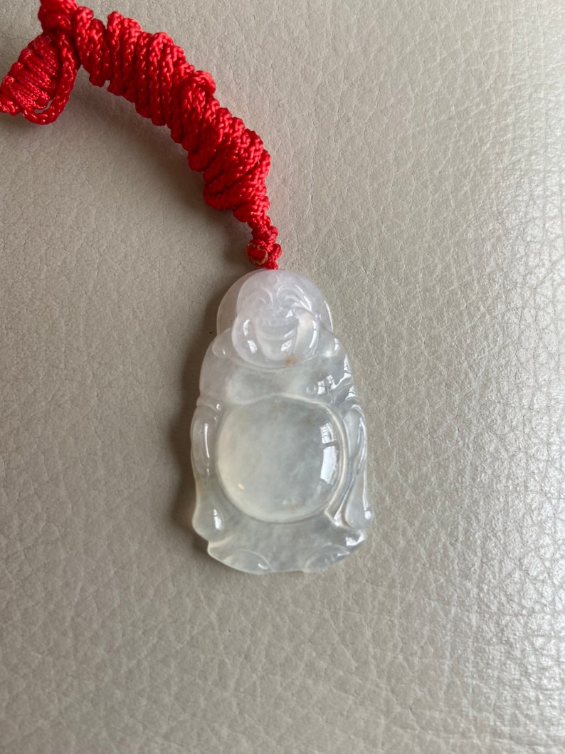 Burmese Gemstone Chinese Vintage Carving Laughing Buddha Jadeite Pendant for Necklace Icy Translucent Natural Grade A Jade Certified