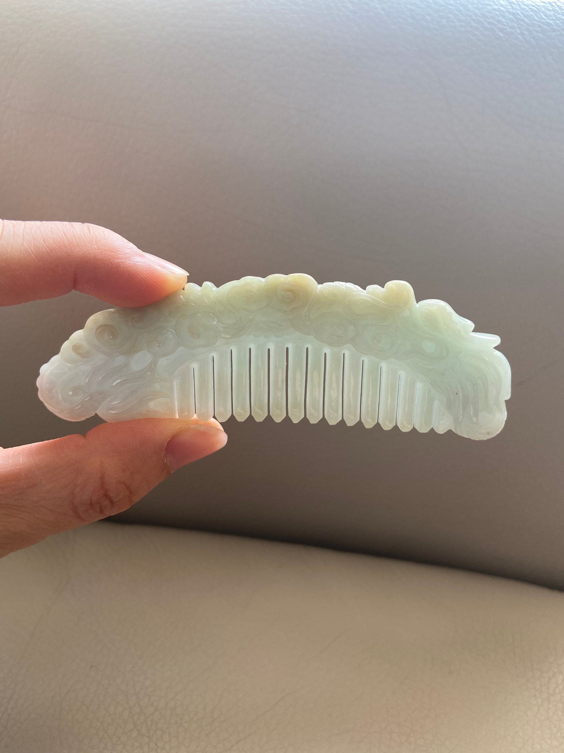 Jadeite Jade Comb Handmade Carved Accessory Green Natural Etsy
