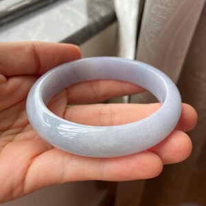 Jade Bangle 58.8mm (2.31"), Round Shape, Light Lavender, Natural Jadeite Bracelet, Certified Grade A Untreated Jade, Jewelry image 13