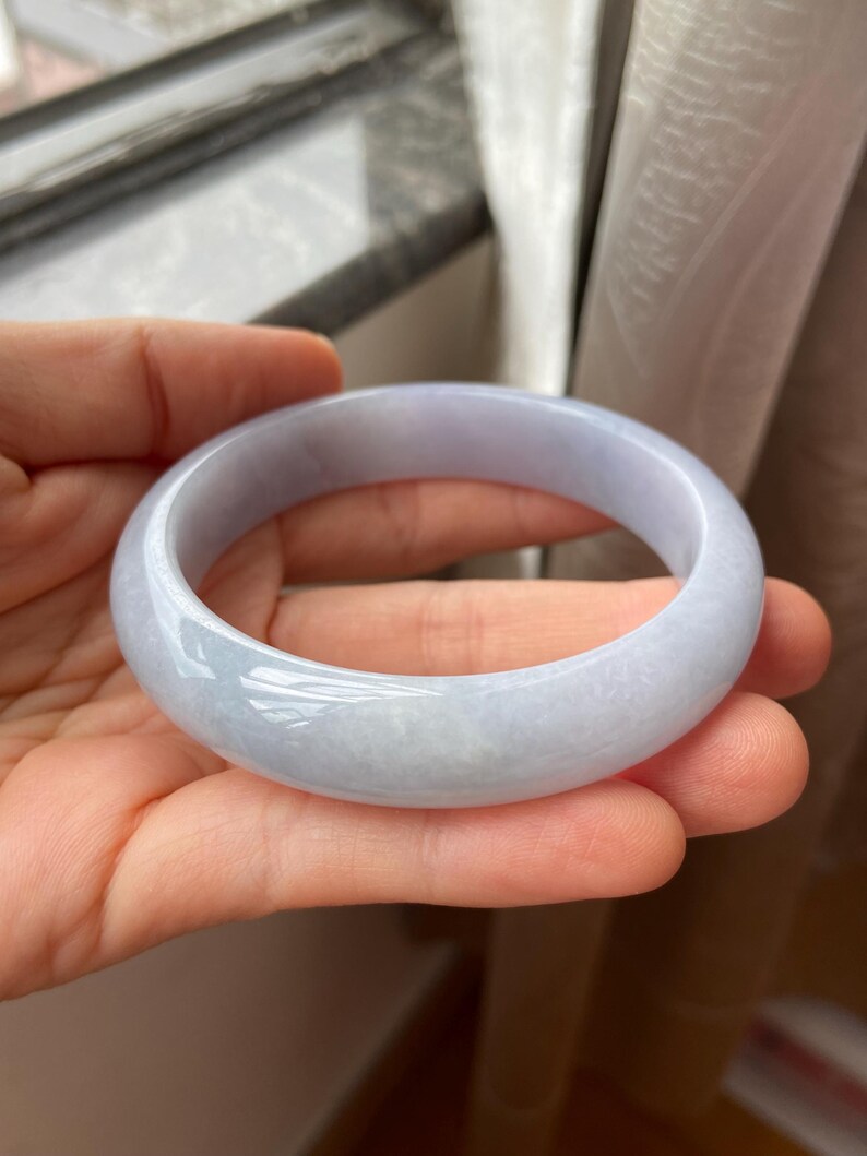 Jade Bangle 58.8mm (2.31"), Round Shape, Light Lavender, Natural Jadeite Bracelet, Certified Grade A Untreated Jade, Jewelry image 13