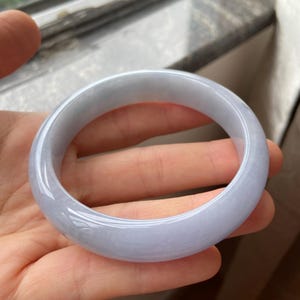 Jade Bangle 58.8mm (2.31"), Round Shape, Light Lavender, Natural Jadeite Bracelet, Certified Grade A Untreated Jade, Jewelry image 2