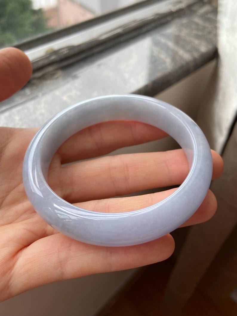 Jade Bangle 58.8mm (2.31"), Round Shape, Light Lavender, Natural Jadeite Bracelet, Certified Grade A Untreated Jade, Jewelry image 2