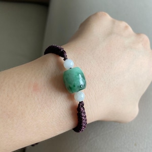 Adjustable Jadeite Jade Bead Bracelet, Light Green, Natural Grade A Jade, Untreated, Burma Burmese Gemstone Jewelry
