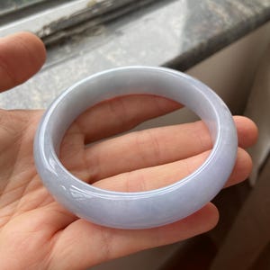 Jade Bangle 58.8mm (2.31"), Round Shape, Light Lavender, Natural Jadeite Bracelet, Certified Grade A Untreated Jade, Jewelry image 1