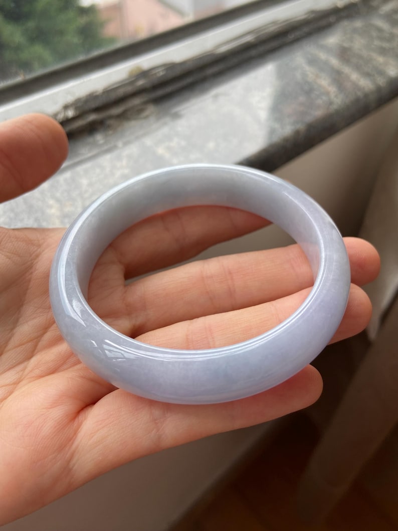 Jade Bangle 58.8mm (2.31"), Round Shape, Light Lavender, Natural Jadeite Bracelet, Certified Grade A Untreated Jade, Jewelry image 1
