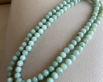 Jadeite Beaded (7.2mm) Necklace Bracelet, Green Jade, 108 beads, Natural Grade A Jade, Burmese Gemstones, Chain Jewelry