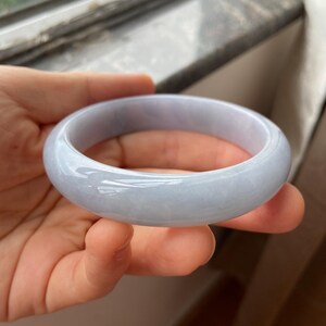 Jade Bangle 58.8mm (2.31"), Round Shape, Light Lavender, Natural Jadeite Bracelet, Certified Grade A Untreated Jade, Jewelry image 7