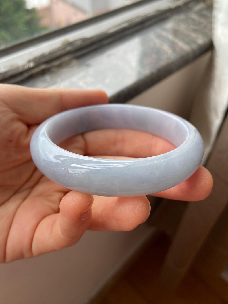 Jade Bangle 58.8mm (2.31"), Round Shape, Light Lavender, Natural Jadeite Bracelet, Certified Grade A Untreated Jade, Jewelry image 7