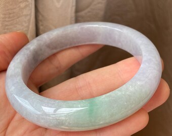 Jade Bangle 60.0mm (2.36"), Round Shape, Light Green, Jadeite Bracelet, Natural Grade A Type A Jade, Burmese Gemstones, Jewelry