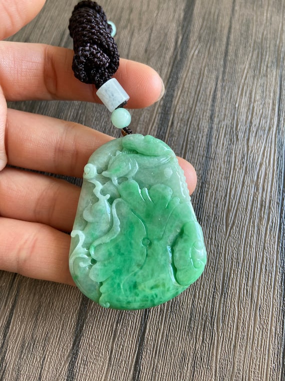 Dragon Amulet Pendant - Giadeite certificata (A-giada) - Asia (Senza Prezzo di Riserva