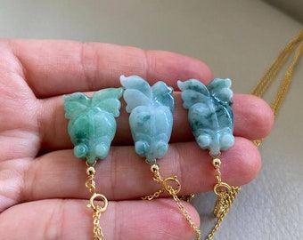 Gold Fish Jadeite Jade Pendant, for Necklace, Light Green, Natural Grade A Jade, Burma Burmese Gemstones, Chinese Jewelry