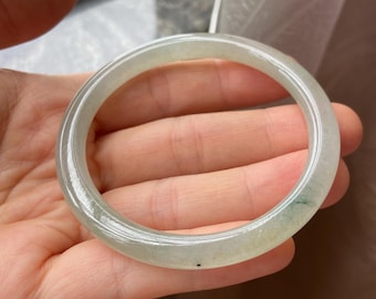 Jade Bangle 54.3mm (2.14"), Round Shape, Icy Light Green, Natural Jadeite Bracelet, Certified Grade A Jade, Myanmar Burma Burmese Gemstones