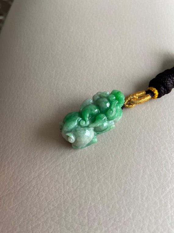 激レア 本翡翠 ミャンマー産青水翡翠 覇王貔貅 置物 ネックレス 鑑定書