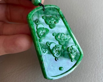 Pendentif Dragon En Jade Vert Clair - Pierre Naturelle - Unisexe