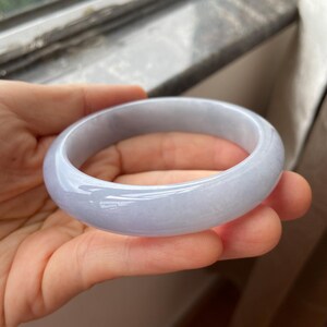 Jade Bangle 58.8mm (2.31"), Round Shape, Light Lavender, Natural Jadeite Bracelet, Certified Grade A Untreated Jade, Jewelry image 6