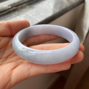 Jade Bangle 58.8mm (2.31"), Round Shape, Light Lavender, Natural Jadeite Bracelet, Certified Grade A Untreated Jade, Jewelry image 3