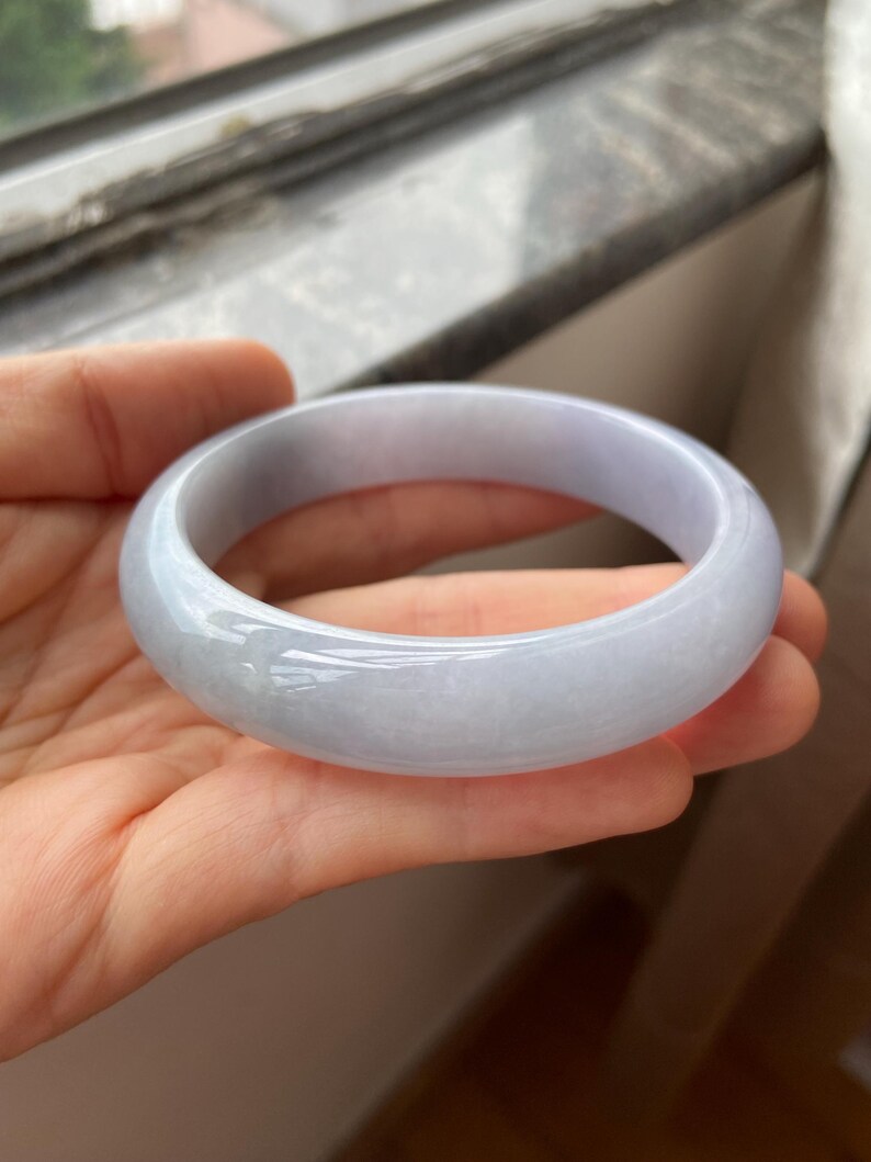 Jade Bangle 58.8mm (2.31"), Round Shape, Light Lavender, Natural Jadeite Bracelet, Certified Grade A Untreated Jade, Jewelry image 3