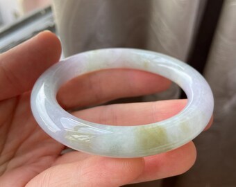 Jade Bangle 55.7mm (2.19"), Round Shape, Light Lavender & Green, Jadeite Bracelet, Certified Grade A Jade, Burmese Gemstones, Jewelry