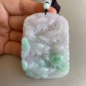 Chinese 9 Dragons Jadeite Pendant, Natural Grade A Jade Certified, Burma Gemstone, Myanmar, Carving Carved Jewelry
